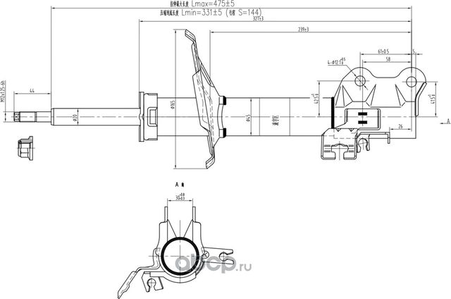 Амортизатор передний левый (газ) AWSA420227 (Awgo). Артикул AWSA420227