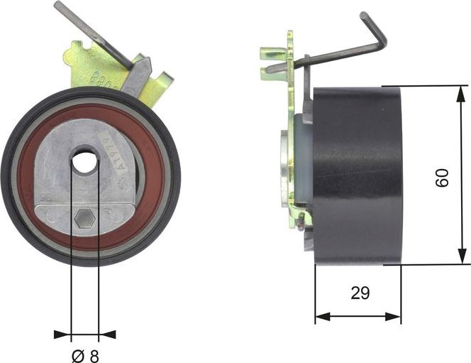 Натяжной ролик (натяжитель) ремня ГРМ Gates PowerGrip®. Артикул T43088