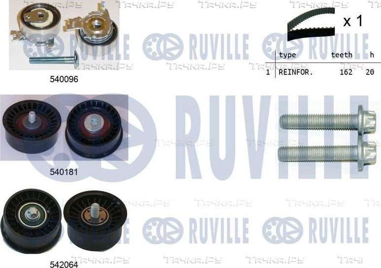 Ремень ГРМ с роликами (комплект) Ruville для Opel Vectra C 2002-2008. Артикул 550317