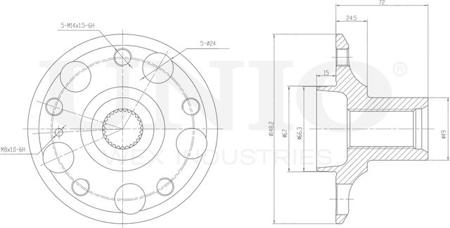 Ступица колеса (Unio). Артикул HUB-20259