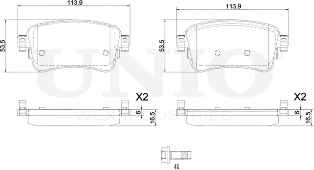Колодки тормозные дисковые, комплект (Unio). Артикул BRP-20228