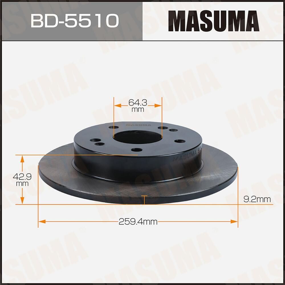 Диск тормозной MASUMA, rear HONDA CIVIC / FK [уп.2]. Артикул BD5510