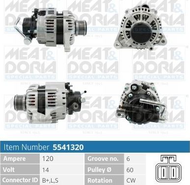 Генератор Meat & Doria для Kia Cerato I 2004-2009. Артикул 5541320