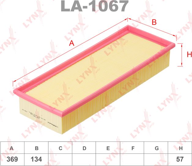 Воздушный фильтр LYNXauto. Артикул LA-1067