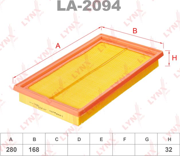 Воздушный фильтр LYNXauto для Suzuki Vitara II 2015-2026. Артикул LA-2094