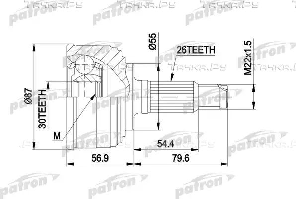 Шрус наружный (граната) Patron. Артикул PCV1255