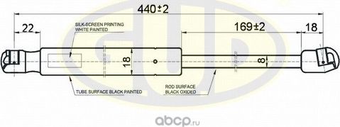 АМОРТИЗАТОР БАГАЖНИКА SKO FABIA (6Y2) 1199- 600N L=440169MM G.U.D.. Артикул GGS020491