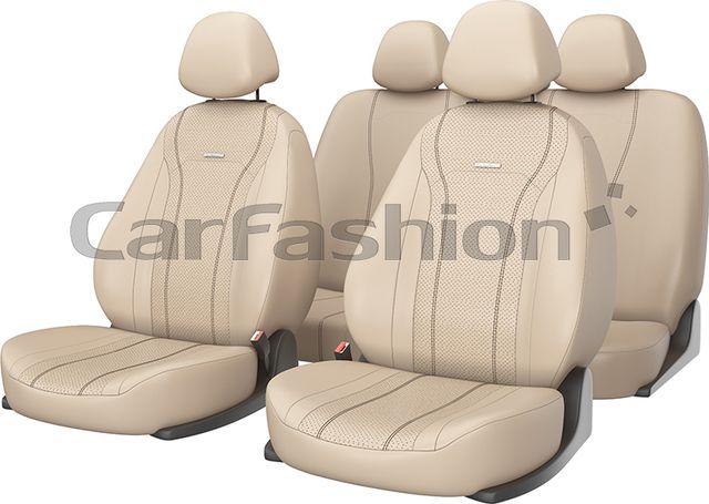 Чехлы универсальные CarFashion Tiltan на сидения авто, цвет Бежевый/Бежевый/Коричневый. Артикул 11155