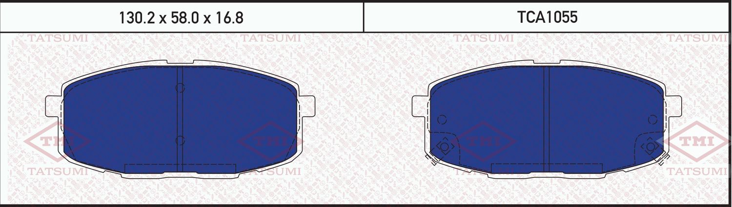 Колодки тормозные передние KIA Ceed 2007- HYUNDAI I30 2008- HYUNDAI Creta 2016 (Tatsumi). Артикул TCA1055