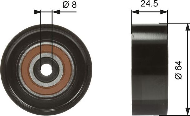Направляющий (ведущий) ролик приводного поликлинового ремня Gates (Металл). Артикул T38097