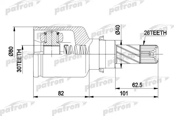 Шрус внутренний (граната) Patron передний левый для Renault Safrane I 1996-2000. Артикул PCV3032