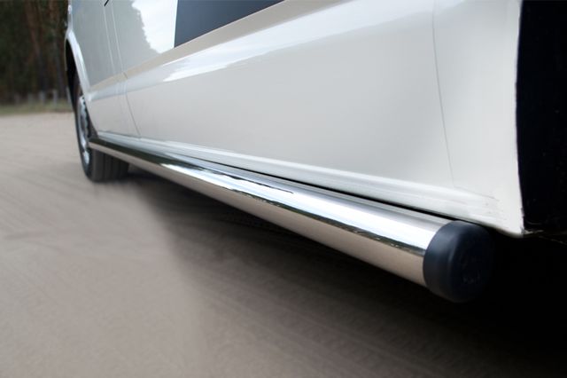 Защита порогов RusStal труба d63 (вариант 2) (левый) для Volkswagen Transporter T5 kasten 2003-2009. Артикул VTRZ-0006032