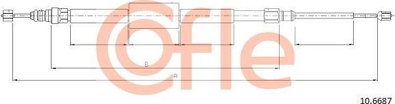 Трос ручника (тросик ручного тормоза) Cofle. Артикул 10.6687