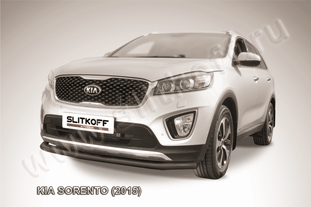 Защита Slitkoff переднего бампера d57 для Kia Sorento III Prime 2014-2017 Черная. Артикул KS15-003B