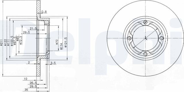 Тормозной диск Delphi для Daihatsu Charade III 1987-1993. Артикул BG2533