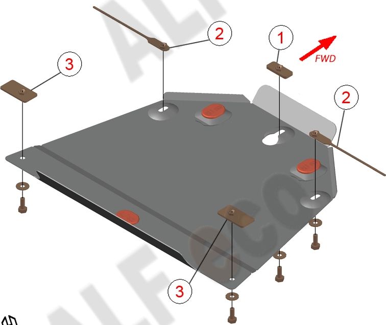 Защита алюминиевая Alfeco для редуктора заднего моста Mercedes-Benz M-Класс (ML320) W163 1997-2005. Артикул ALF.36.10 AL4
