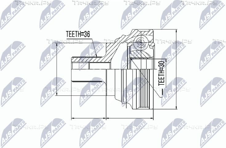 Шрус внутренний (граната) NTY передний для SEAT Toledo III 2006-2009. Артикул NPZ-VW-030