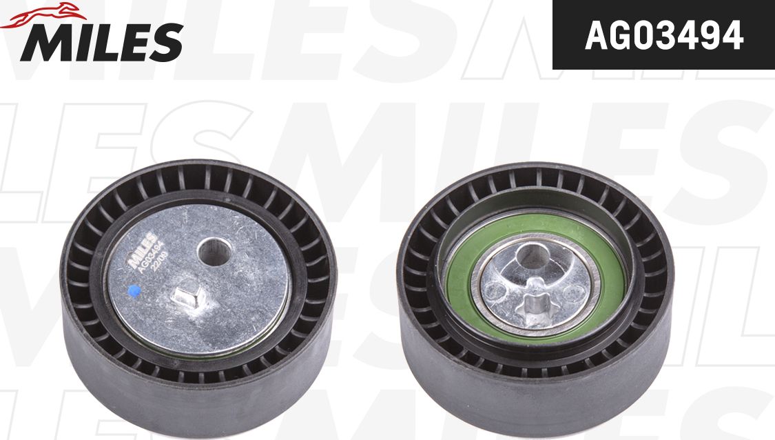Натяжной ролик (натяжитель) приводного поликлинового ремня Miles (полимерный материал). Артикул AG03494