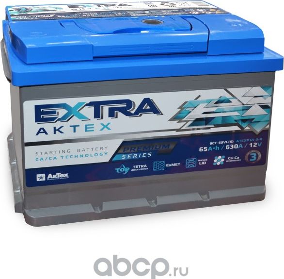 Аккумулятор 65Ah 630A 242х175х190 о.п. (-+) (Aktex). Артикул ATEXP653R