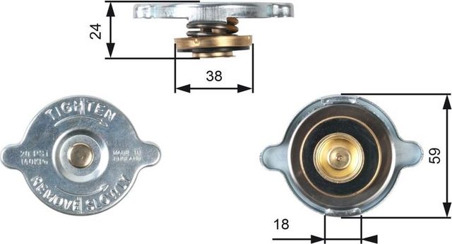 Крышка радиатора Gates для Rover 400 I (R8) 1991-1998. Артикул RC125