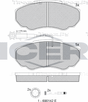Тормозные колодки Icer передние для Fiat Ducato III 2006-2026. Артикул 141523-066