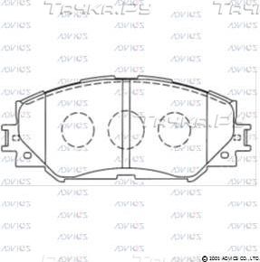 Тормозные колодки Advics передние для Toyota Premio II (T26) 2007-2026. Артикул SN138