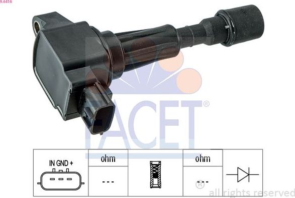 Катушка зажигания Facet OE Equivalent. Артикул 9.6416