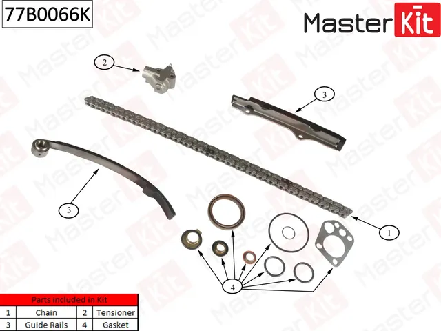 Комплект цепи ГРМ NISSAN TERRANO II 2.4 4WD/2.4i без звездочек (Master KIT). Артикул 77B0066K