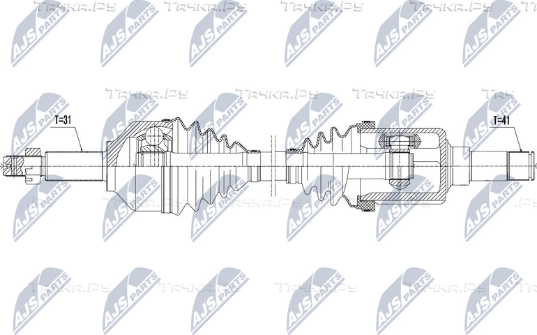 Полуось (привод в сборе, приводной вал) NTY для Ford Tourneo Custom I 2012-2026. Артикул NPW-FR-075