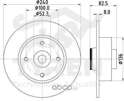 Тормозной диск (Tyren). Артикул TYR1017601