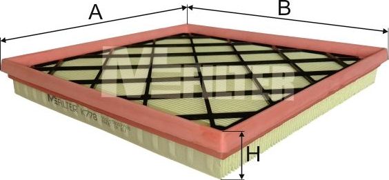 Воздушный фильтр MFilter для Chevrolet Cruze I 2009-2015. Артикул K 778