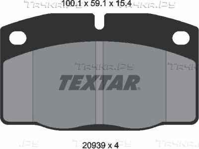 Тормозные колодки Textar передние для Lotus Elan 1989-1995. Артикул 2093903