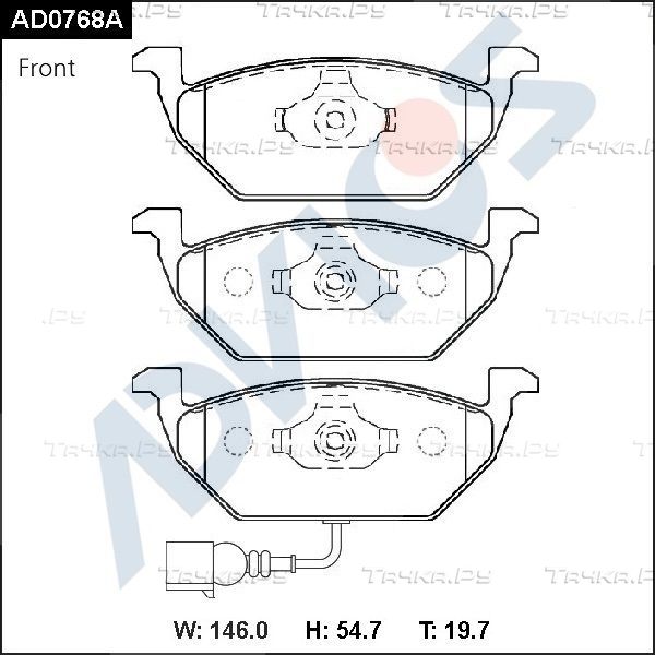 Тормозные колодки Advics передние для Skoda Octavia A5 2004-2013. Артикул AD0768A