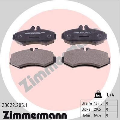 Тормозные колодки Zimmermann. Артикул 23022.205.1
