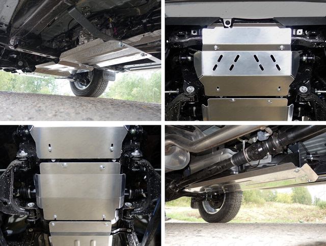 Защита алюминиевая ТСС (4 мм) для радиатора, картера, КПП, бака и РК Toyota Hilux VIII 2015-2026. Артикул ZKTCC00284K