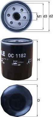 Масляный фильтр Mahle. Артикул OC 1182