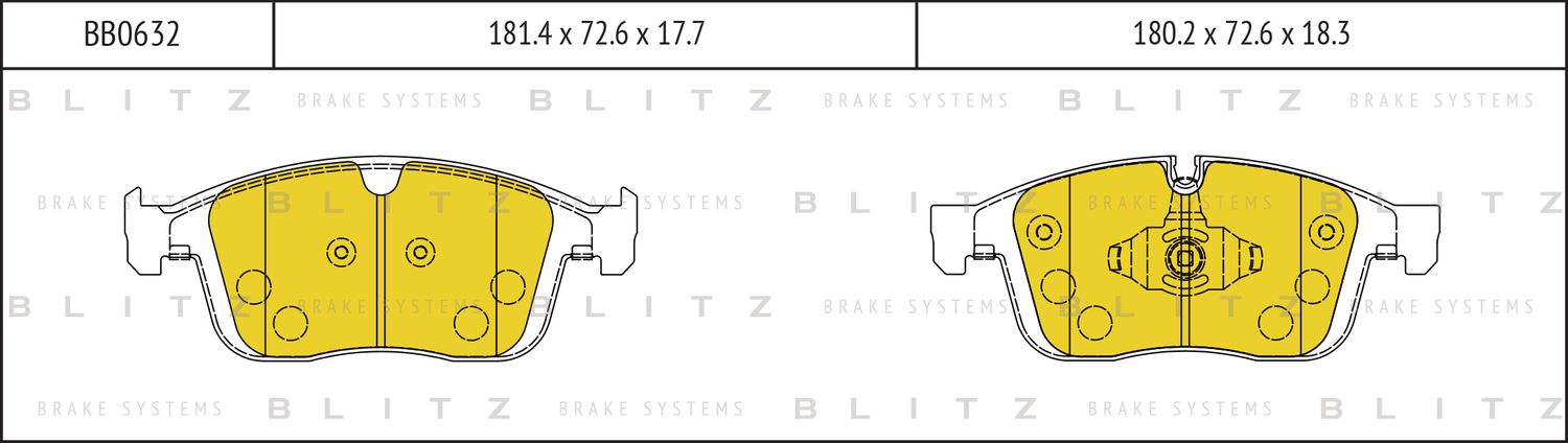 Колодки тормозные дисковые передние (Blitz). Артикул BB0632