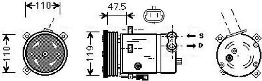 Компрессор кондиционера AVA. Артикул OLAK277