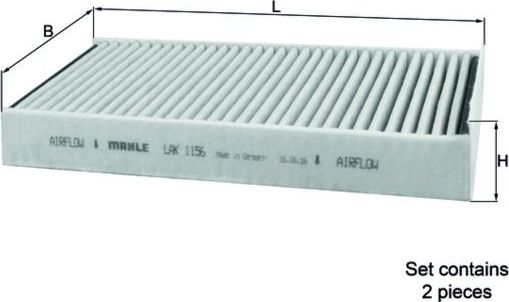 Салонный фильтр Mahle. Артикул LAK 1156/S