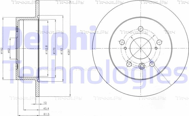 Тормозной диск Delphi задний для Toyota Camry 50 (V50, XV50) 2011-2017. Артикул BG4268