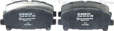 Тормозные колодки Bosch. Артикул 0 986 494 382