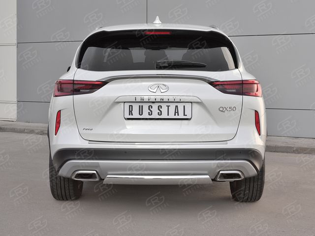 Защита RusStal заднего бампера d75х42 дуга для Infiniti QX50 II 2018-2025. Артикул IQX5Z-003084