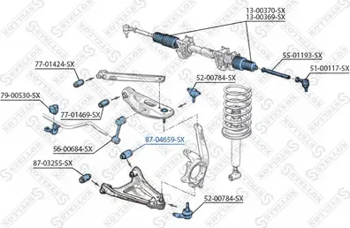 Сайлентблок переднего рычага подвески Stellox левый для Renault Espace II 1991-1996. Артикул 87-04659-SX