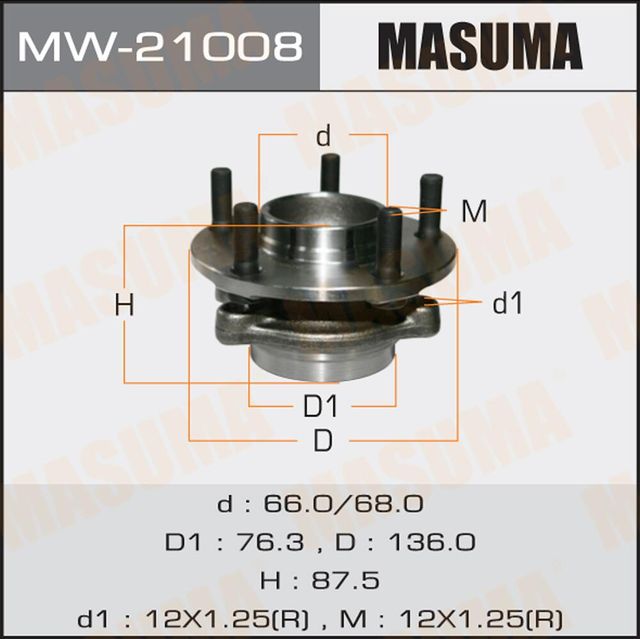 Ступичный подшипник (комплект) Masuma. Артикул MW-21008