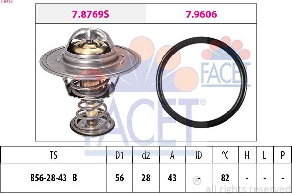 Термостат Facet Made in Italy - OE Equivalent для Hyundai Porter III 1994-2004. Артикул 7.8413