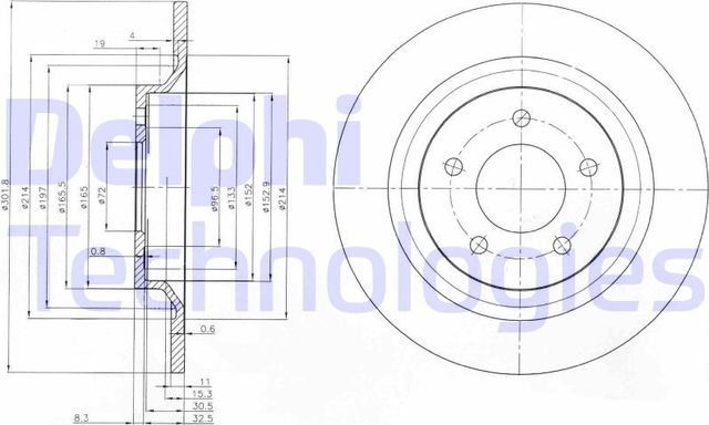Тормозной диск Delphi задний для Mazda 5 II (CW) 2010-2015. Артикул BG4026