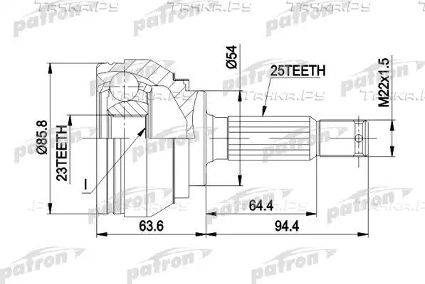 Шрус наружный (граната) Patron. Артикул PCV1404
