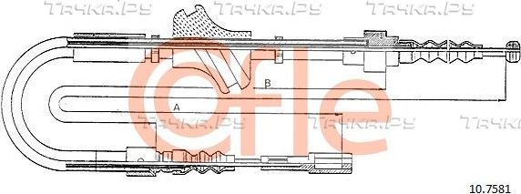 Трос ручника (тросик ручного тормоза) Cofle задний правый/левый для Audi 200 II (C3) 1983-1991. Артикул 92.10.7581