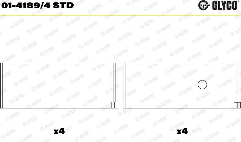 Вкладыши шатунные Glyco для Renault 20 1980-1983. Артикул 01-4189/4 STD