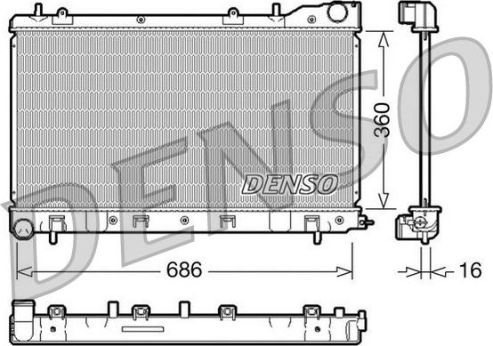 Радиатор охлаждения двигателя Denso для Subaru Forester II 2002-2008. Артикул DRM36004